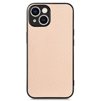PU leder bekleed PC+TPU telefoonhoesje voor iPhone 15 Plus, telefoonhoes met koolstofvezel textuur