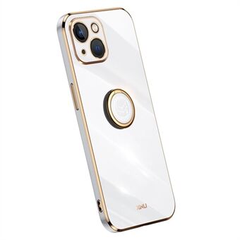 XINLI Voor iPhone 15 Plus Ring Kickstand Telefoonhoesje Elektrolytisch Gepantserd TPU Beschermhoesje