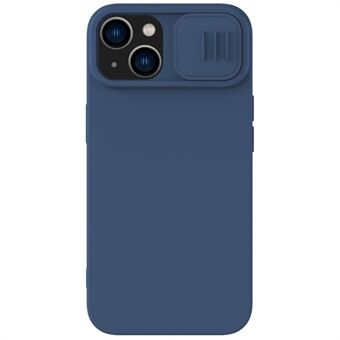 NILLKIN Voor iPhone 15 Plus PC + Vloeibare Siliconen Hoesje Anti-kras Telefoonhoesje met Schuifbare Camera Deksel.