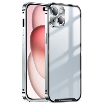 Voor iPhone 15 Plus Mat Hoesje Anti-kras Aluminiumlegering Frame Telefoonhoesje met Lensbeschermer