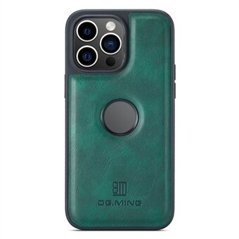 DG.MING voor iPhone 15 Plus hoesje, Logo View, achterkant van PU leer+PC+TPU cover.