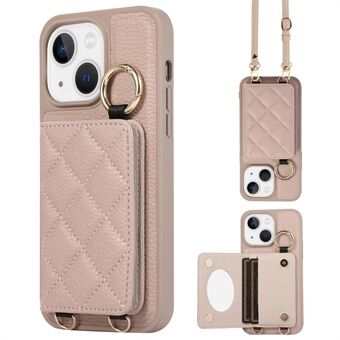 Beschermhoes voor iPhone 15 Plus Case met kaartsleuf PU+TPU Telefoonhoes