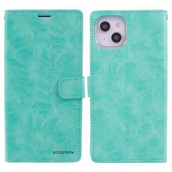 MERCURY GOOSPERY Blue Moon voor iPhone 15 Plus hoesje PU lederen cover flip shell.