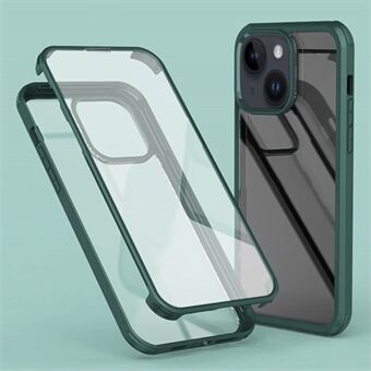 Voor de iPhone 15 Plus dubbelzijdige hoes met gehard glas en siliconen frame telefoonhoes.