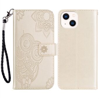 Voor iPhone 15 Plus Hoesje Uil Gedrukt PU Leren Telefoon Portemonnee Stand Cover