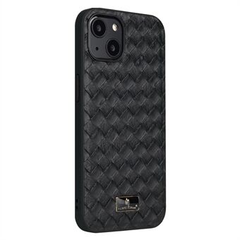 FIERRE SHANN Voor de iPhone 15 Plus Case Leren+TPU Telefoonhoes met Hardware Decoratie