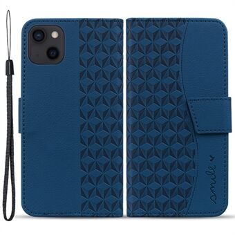 Voor iPhone 15 Plus Case Rhombus reliëf Business Lederen Telefoonhoes met Portemonnee en Stand