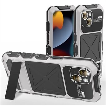 R-JUST Voor iPhone 15 Plus Hoesje Schokbestendig Silicone+Metaal Telefoonhoesje met Schermbescherming