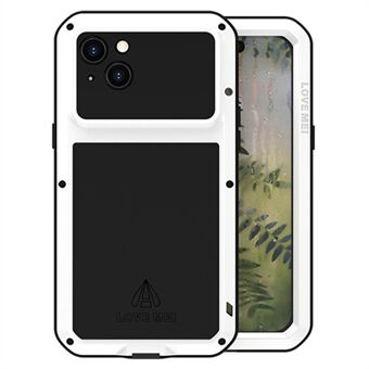 LOVE MEI Voor iPhone 15 Plus Hoesje Metaal+Siliconen Cover met Gehard Glas Film