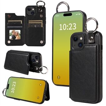 003 Voor iPhone 15 Plus / 14 Plus Hoesje Anti-Val Kaartsleuf Telefoonhoesje Standaard PU+TPU Cover