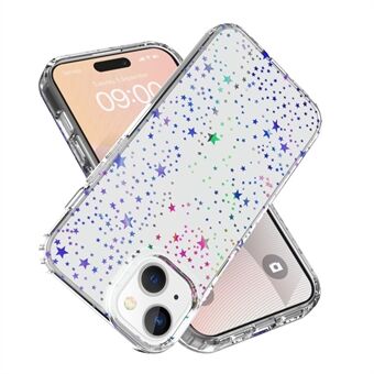 Voor iPhone 15 Plus hoesje Glanzend Laserpatroon Dikke PC + TPU Telefoonhoes achterkant.