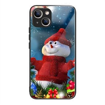 Telefoonhoesje voor iPhone 15 Plus-hoesje TPU+Gehard glas Kerstpatroon Antidrukshell