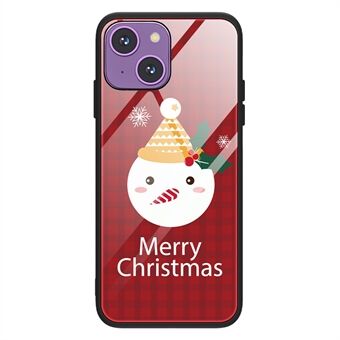 Voor iPhone 15 Plus hoesje TPU+Gehard glas Anti-val Kerstpatroon Print Telefoonhoes