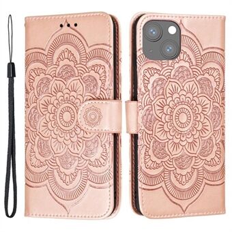 Voor iPhone 15 Plus hoesje Portemonnee PU Leren Mandala Bloemen Telefoonhoesje