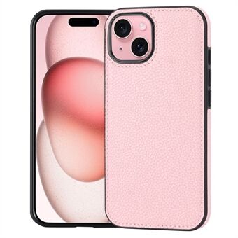 Voor iPhone 15 Plus hoesje, anti-vingerafdrukken spatwaterdicht PU lederen gecoate TPU mobiele telefoon beschermer cover.