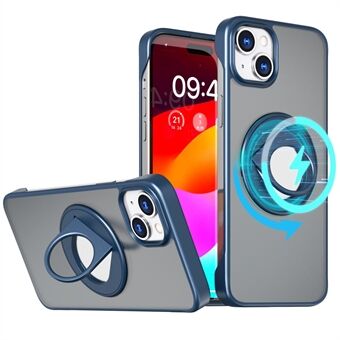 Voor iPhone 15 Plus Magnetische Case Ring Kickstand TPU+Acryl Frameless Telefoonhoes.