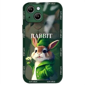 Voor iPhone 15 Plus mobiele telefoonhoesjes Schattig Konijn Gehard Glas+TPU Hoesje met Lensfolie