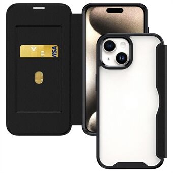 Voor iPhone 15 Plus hoesje PU-leer+TPU+Acrylkaartsleuf telefoonbeschermer