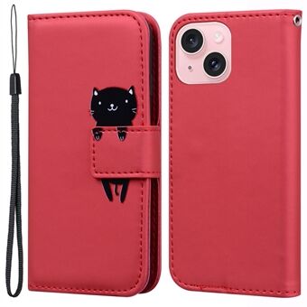 Voor iPhone 15 Plus mobiele telefoonhoesje Cartoon dierenpatroon Anti-val PU-leren hoes