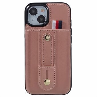 Kickstand Case voor iPhone 15 Plus Hoesje Retro PU Lederen gecoate TPU Telefoonhoesje met kaartsleuven