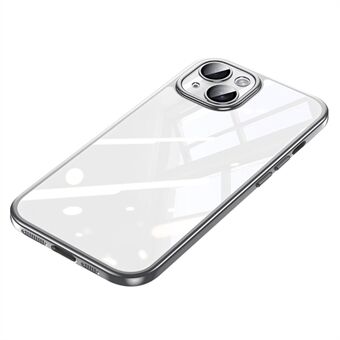 SULADA Titanium Series voor iPhone 15 Plus Case Elektroplating TPU+PC Telefoonhoesje met gehard glas lensfolie.