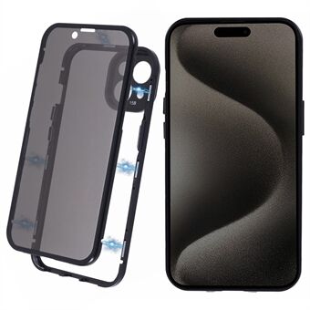 Voor iPhone 15 Plus telefoonhoesje met anti-glureffect, dubbelzijdig gehard glas en magnetische adsorptie.