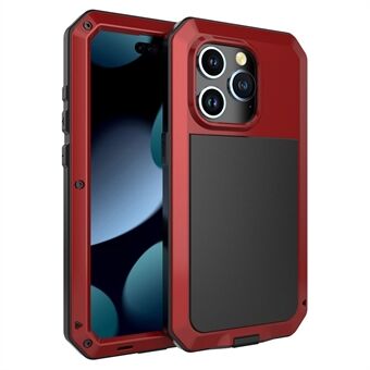 Voor iPhone 15 Pro is er een hoesje beschikbaar van Silicone+PC+Metaal, welke volledige bescherming biedt met een gehard glas screenprotector.