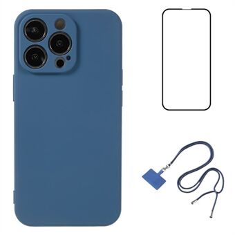 WANLONFENG RB1-serie voor iPhone 15 Pro TPU-telefoonhoes met gehard glazen schermafdekking.