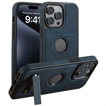 SUTENI G2 hoesje voor iPhone 15 Pro, compatibel met MagSafe, met litchi textuur en een kickstand-achterkant van leer.