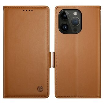DF-010 Hoesje met magnetische zijgespen, portemonnee van leer en standaard voor iPhone 15 Pro.