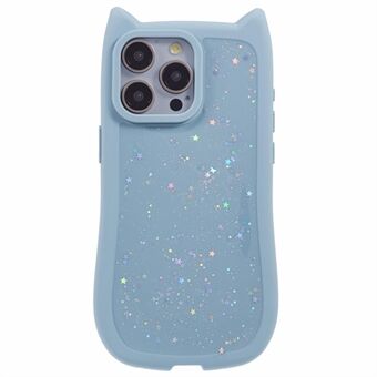 JTW-serie voor iPhone 15 Pro TPU-hoesje met epoxy glitter pailletten TPU-telefoonhoes met kattenoorontwerp