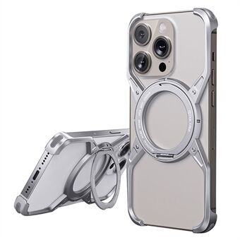 Voor iPhone 15 Pro / 14 Pro / 13 Pro Bumper Case Aluminium Legering Randloze Telefoonhoes met Uitklapstand