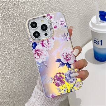 Voor iPhone 15 Pro Hoesje Stijlvol Bloemenpatroon Elektroplated Anti-val Telefoonhoesje