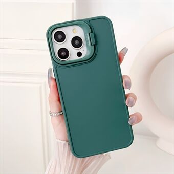 Voor iPhone 15 Pro Hoesje Skin-Touch TPU Telefoonhoesje met Lensframe en Uitschuifbare Standaard.