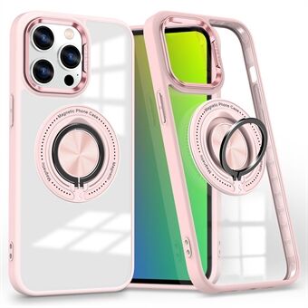 Voor de iPhone 15 Pro hoesje compatibel met MagSafe Ring Kickstand, doorzichtige PC+TPU telefoonhoesje.