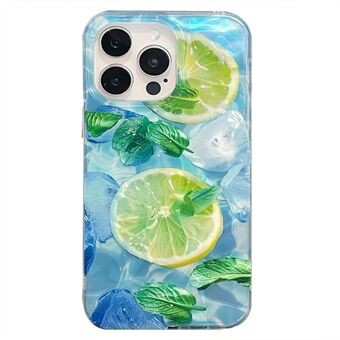 Voor iPhone 15 Pro hoesje met lemon patroon, gemaakt van acryl TPU, een mooie zomertrend