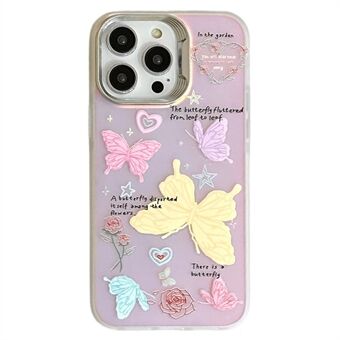 Voor iPhone 15 Pro hoesje, hard acryl zachte TPU, schattig patroon laser telefoonhoesje.