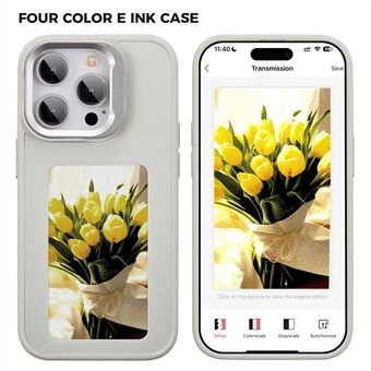 INKZONE Voor iPhone 15 Pro 4-kleuren E Ink Telefoonhoesje NFC Projectie DIY Patroon Kickstand