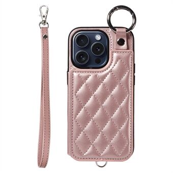 Zakkenhouder 009 voor iPhone 15 Pro Case Ringhouder Leren Beklede TPU Kickstand Telefoonhoesje