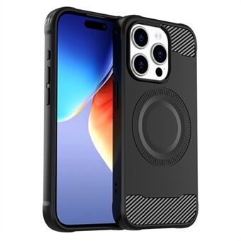 Voor iPhone 15 Pro Hoesje Compatibel met MagSafe Carbon Fiber TPU Telefoonhoesje