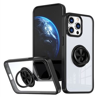 Voor iPhone 15 Pro heldere telefoonhoes TPU+PC standaard hoes werkt met magnetische autohouder