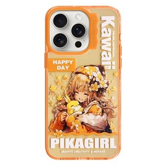 Voor iPhone 15 Pro Hoesje Golf Lens Frame PC + TPU Patroon Telefoonhoesje