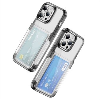 Voor iPhone 15 Pro Clear Case TPU + Acryl Flip Cardhouder Telefoonhoesje