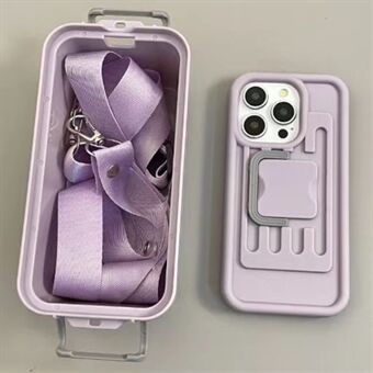 XX-serie voor iPhone 15 Pro-hoesje Creatieve opbergdoos PC+TPU mobiele telefoonhoes met schouderriem