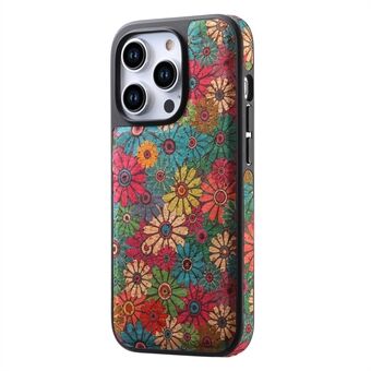 A12 Voor iPhone 15 Pro Magnetische Hoes Bloemenprint Leren+PC+TPU Telefoonhoesje