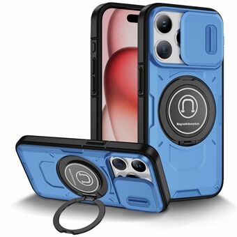 Voor iPhone 15 Pro Hoes Camshield Kickstand TPU+PC Telefoonhoesje Ondersteunt Magnetische Autohouder