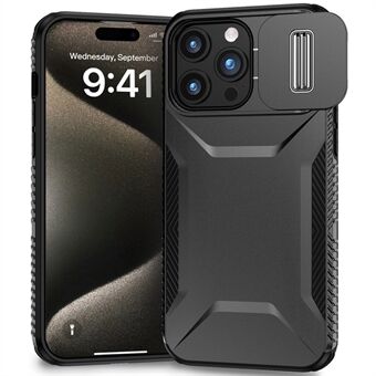 Voor iPhone 15 Pro hoes Anti-Slip PC+TPU telefoonhoes met schuifbare cameralensbeschermer