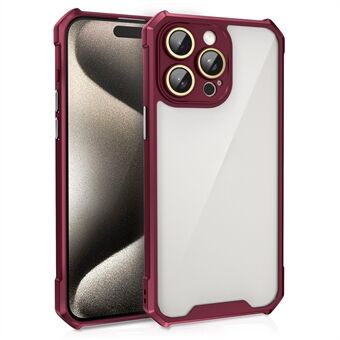 Voor iPhone 15 Pro Hoesje Transparant Acryl+TPU Schokbestendig Anti-Kras Telefoonhoesje met Lensfilm