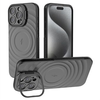 Voor iPhone 15 Pro Magnetische Hoes  Golf Texture TPU Telefoonhoes met PC Kickstand