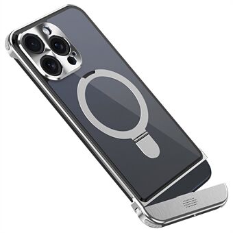 Voor iPhone 15 Pro Magnetische Hoes Kickstand Acryl+Aluminium Legering Aromatherapie Telefoonhoesje